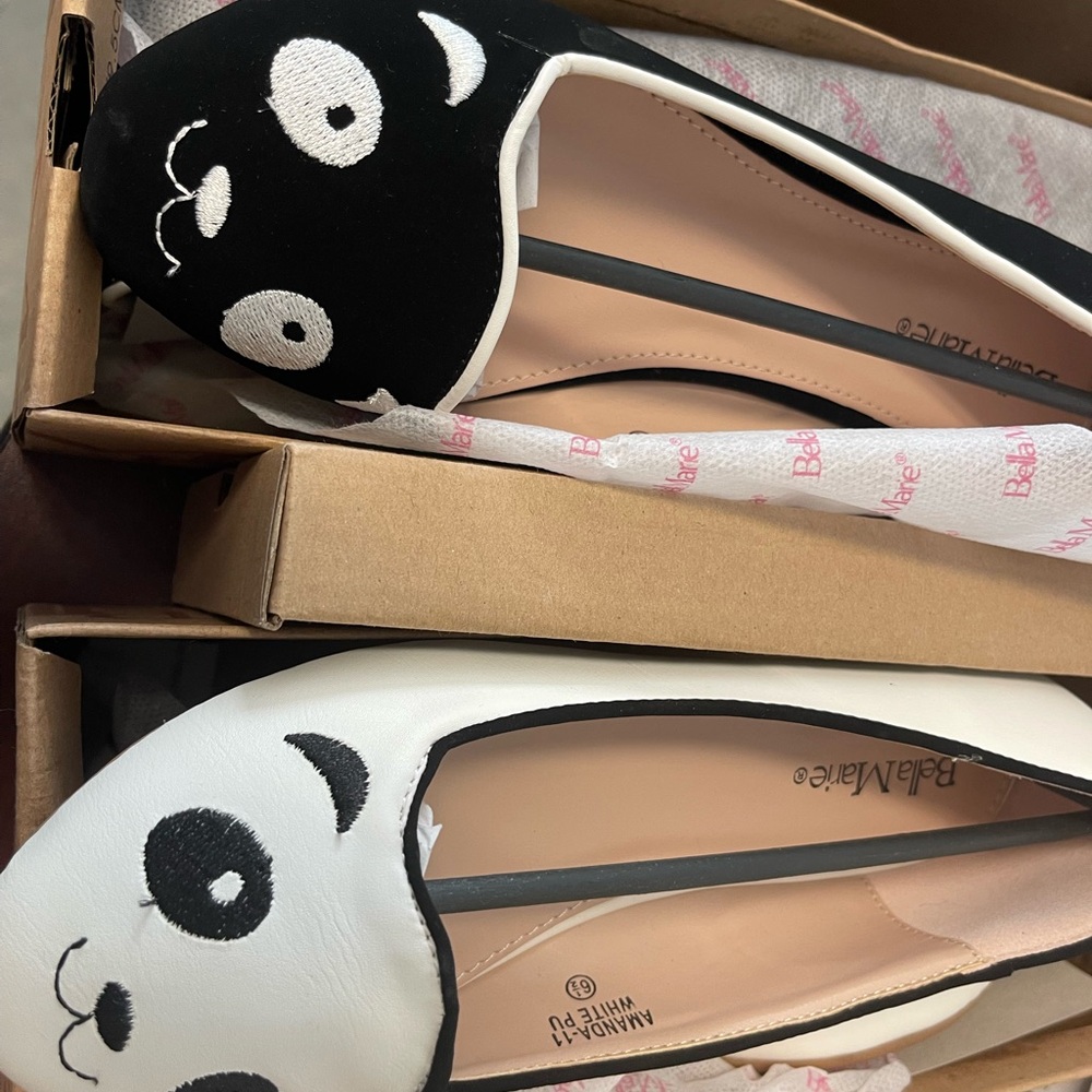 Bella Marie Black and White Panda Flats